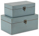 Set of Two Pale Blue Wooden Storage Boxes
