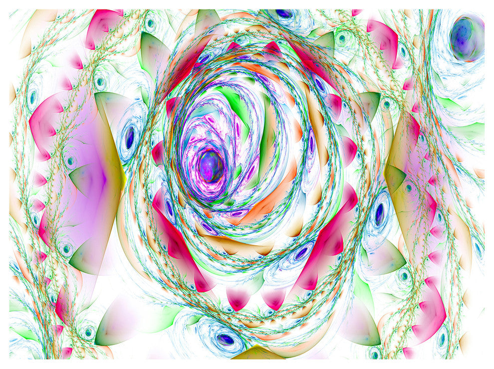 Multi Color Exotic Flower Whirlpool, Floral Canvas Art Print, 40"x30"