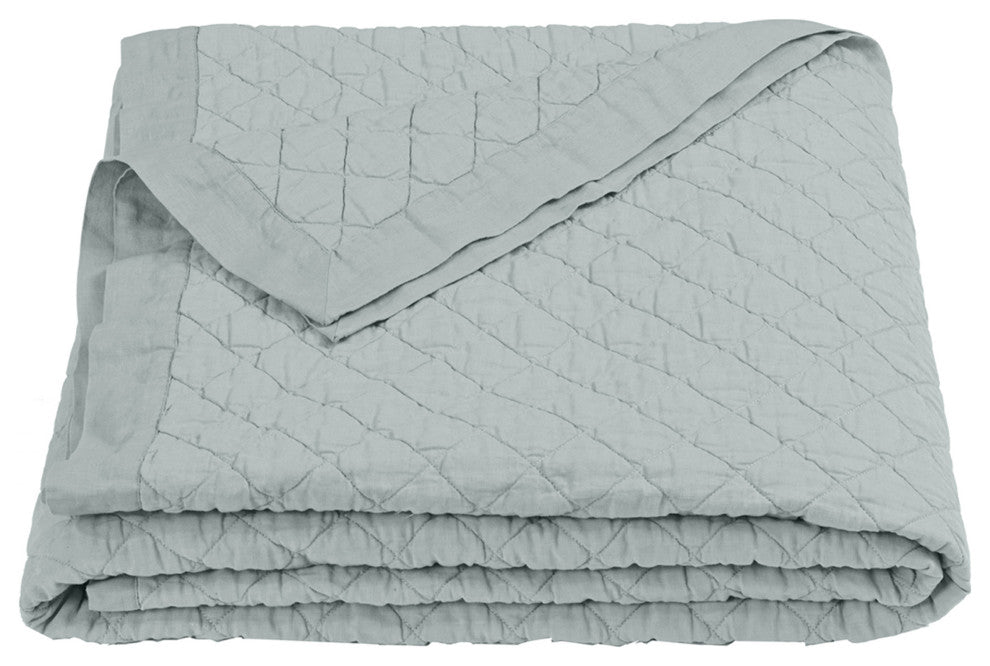Linen Cotton Diamond Quilt, Full/Queen, Seaglass, 1 Piece