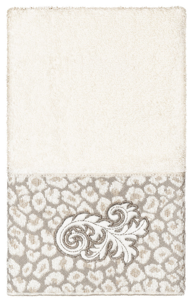 Linum Home Textiles Turkish Cotton April 3-Piece Embellished Towel Set, Cream