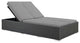 Modern Outdoor Lounge Chair Chaise, Sunbrella Rattan Wicker, Multi/Gray
