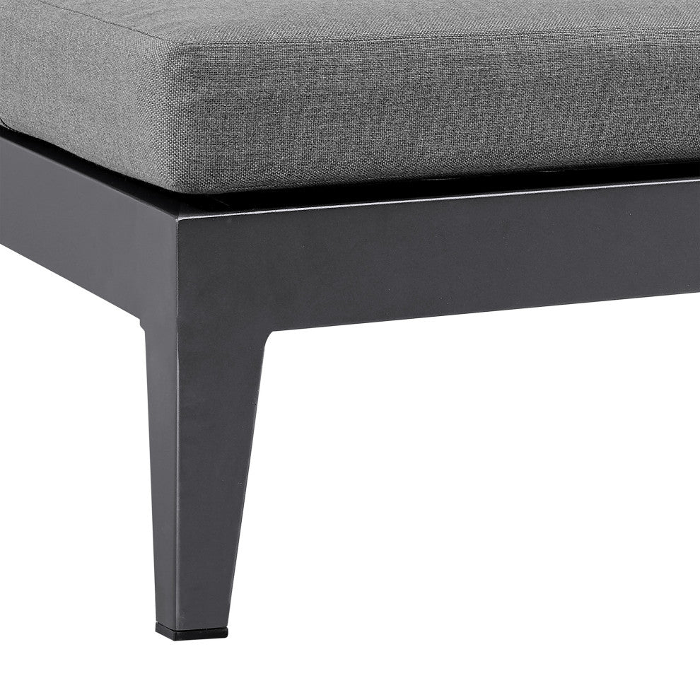 Argiope Outdoor Adjustable Chaise Lounge Chair, Aluminum With Gray Cushions