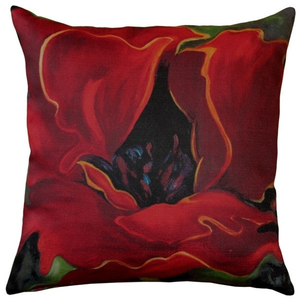 Pillow Decor - Red Poppy 20 x 20 Throw Pillow