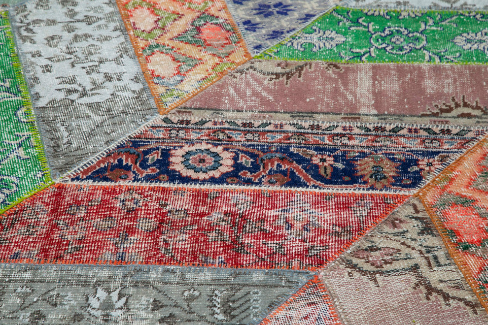 Rug N Carpet - Hand-Knotted Turkish 8' 2" x 10' 2" Contemporary Patchwork Rug