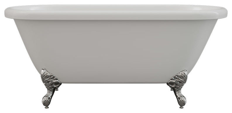 60" Acrylic Double Ended Clawfoot Tub No Faucet Holes "Jackson"