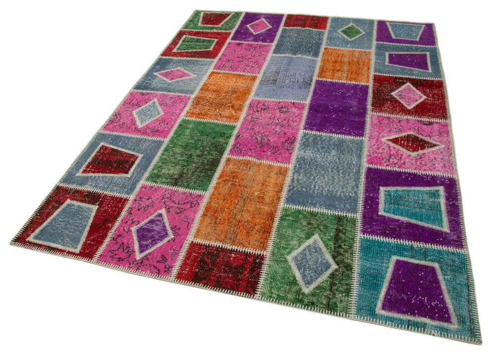 Rug N Carpet - Hand-Knotted Oriental 5' 5" x 7' 7" Overdyed Patchwork Area Rug