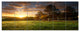 Fenced Ranch at Sunrise, Landscape Canvas Art Print, 70"x28", 6 Panels