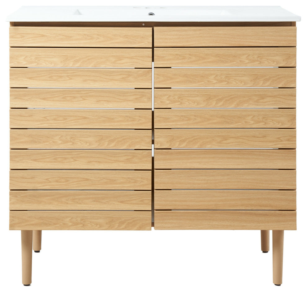 36" Modern Farmhouse 2-Shelf Bath Vanity Cabinet Only (Sink Basin not Included)