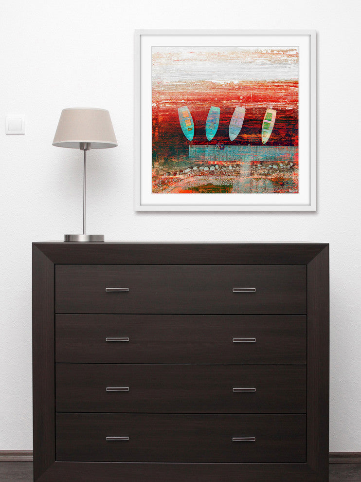 "Sitting on The Pier" Framed Painting Print, 18"x18"