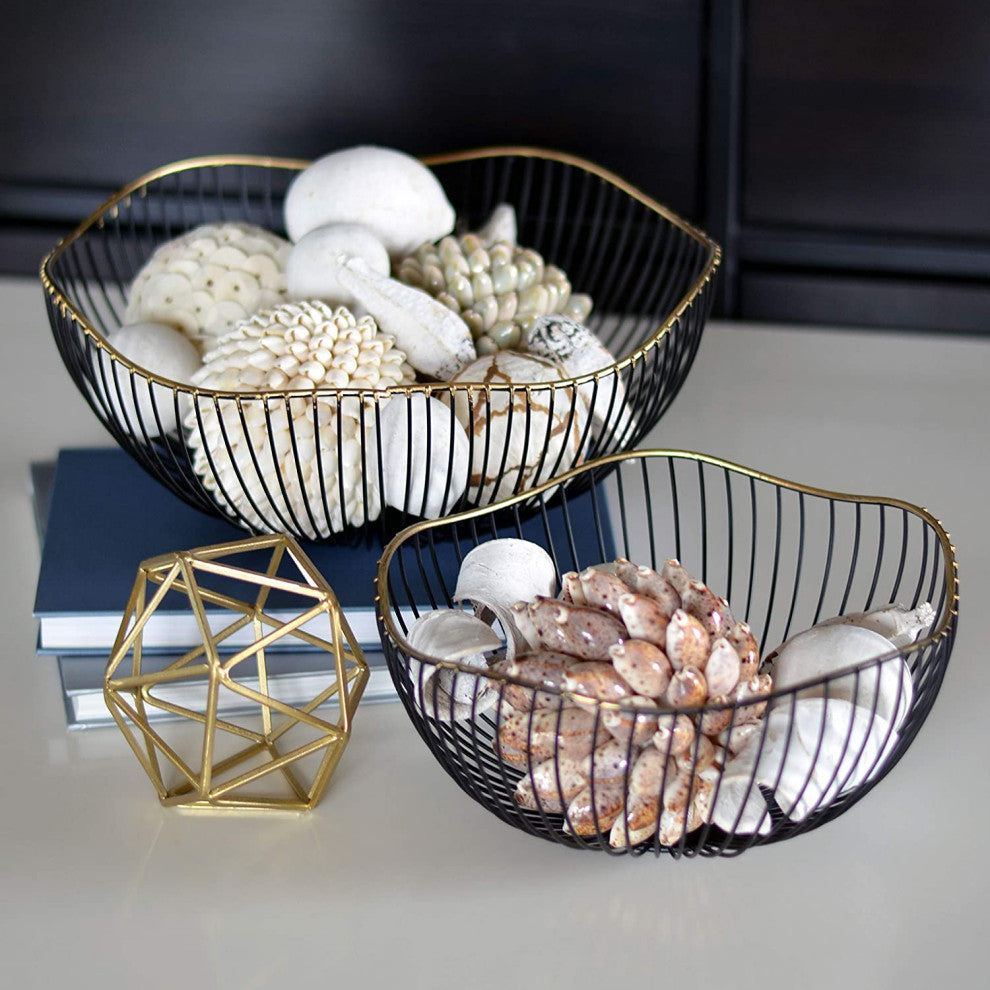 Gilt-edge Metal Petal Bowls, 11.75"