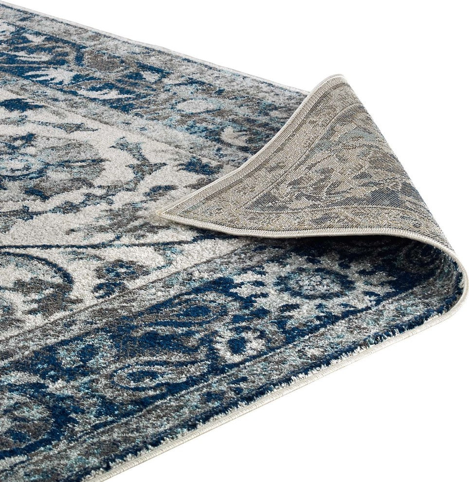 Entourage Samira Distressed Vintage Floral Persian Medallion 8x10 Area Rug