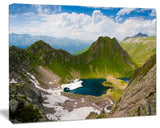 Mountain Lake View on Bright Day, Large Landscape Canvas Art, 20"x12"