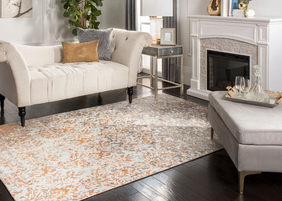 Safavieh Expression Collection EXP477 Rug, Ivory/Rust, 6'x9'
