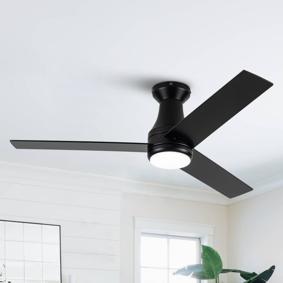 48-inch Modern 3CCT LED Black Ceiling Fan with Remote