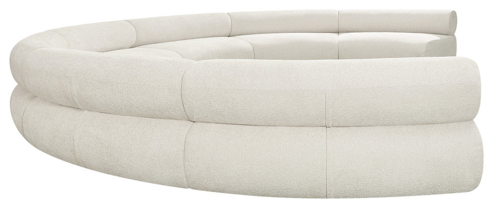 Bale Cream Chenille Fabric Modular Sofa, Cream, 7-Piece, Arc Shaped