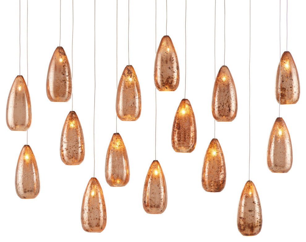 Rame Multi-Drop Pendant, Rectangular 15-Light