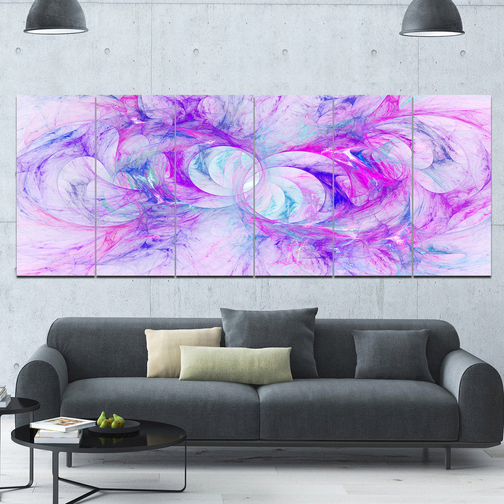 Light Purple Fractal Texture, Abstract Canvas Art Print, 70"x28", 6 Panels