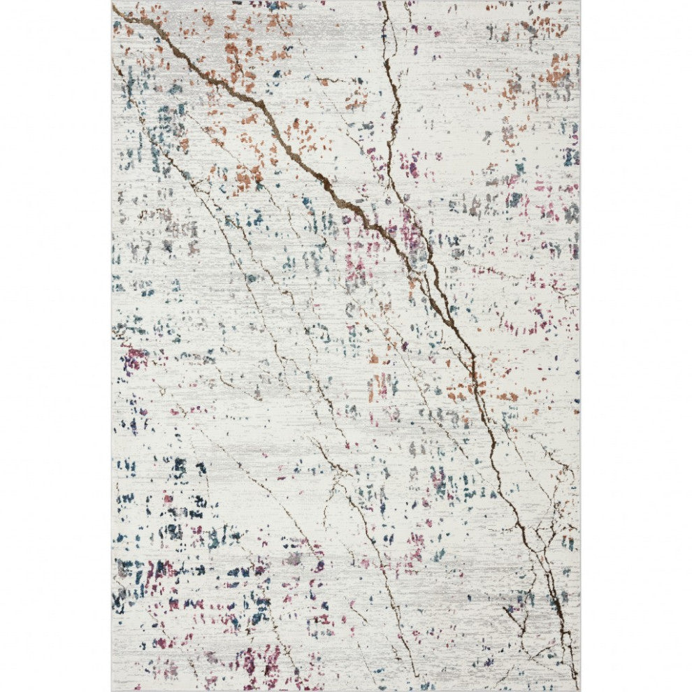 8'x10' White Abstract Marble Area Rug