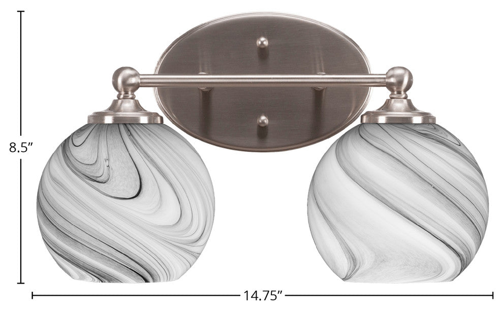 Capri 2-Light Bath Bar, Brushed Nickel/Onyx Swirl
