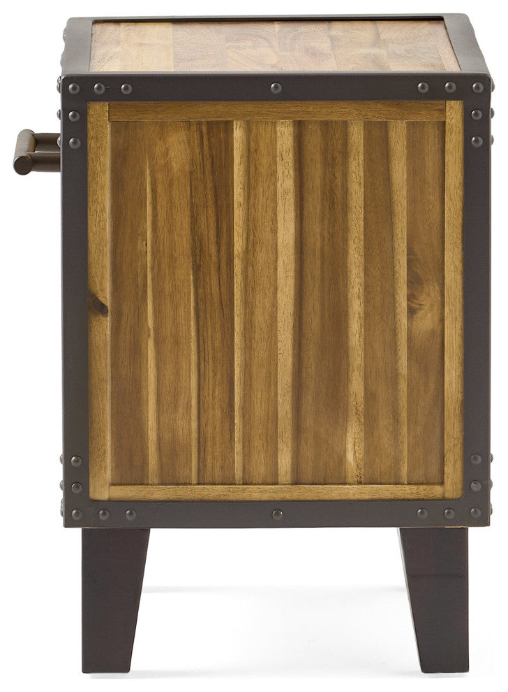 GDF Studio Glendora Solid Wood Single Drawer End Table Nightstand, Natural Stain