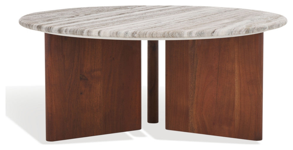 Safavieh Couture Lauresse Marble Coffee Table, Walnut/Grey