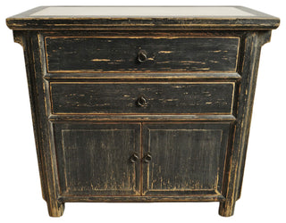 Marble Top Black Rustic Nightstand