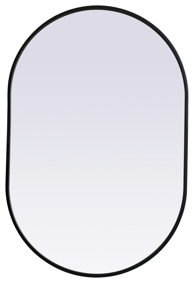 Metal Frame Oval Mirror 24X36 Inch, Black