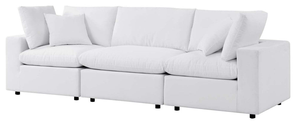 Modular Lounge Deep Sofa, Sunbrella, White, Modern, Outdoor Patio Hospitality