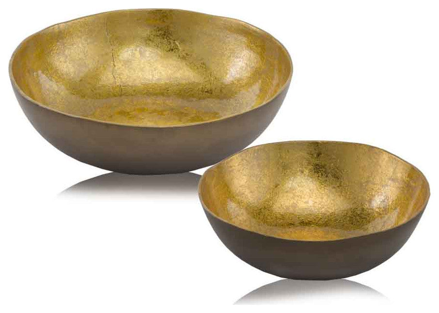 17" Gold and Bronze Aluminum Round Centerpiece Bowl