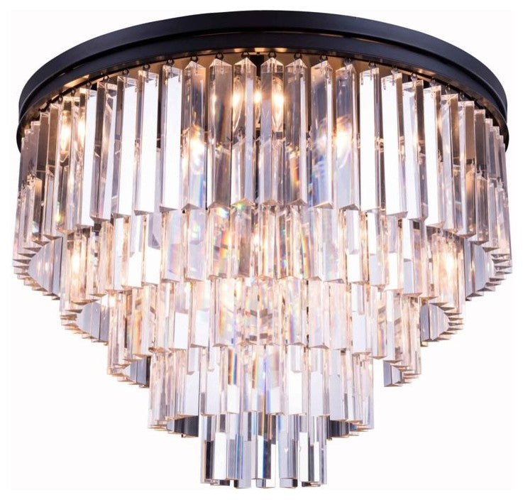Sydney Collection Flush Mount, Clear, Mocha Brown
