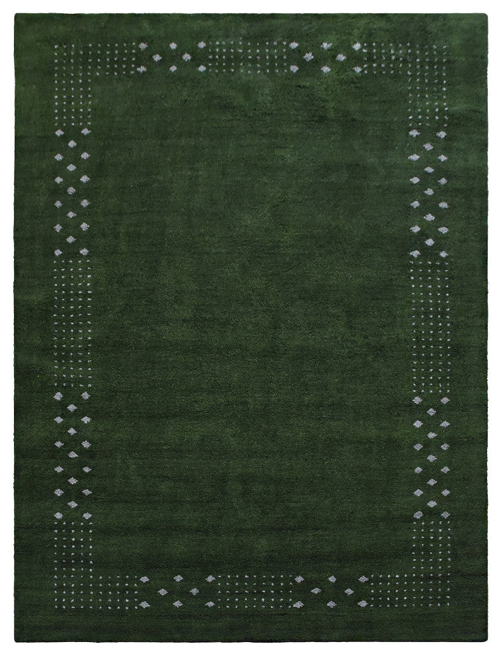 HAND KNOTTED LOOM SILK ECO-FRIENDLY AREA RUG -5'x8',Rectangle,Green,Contemporary