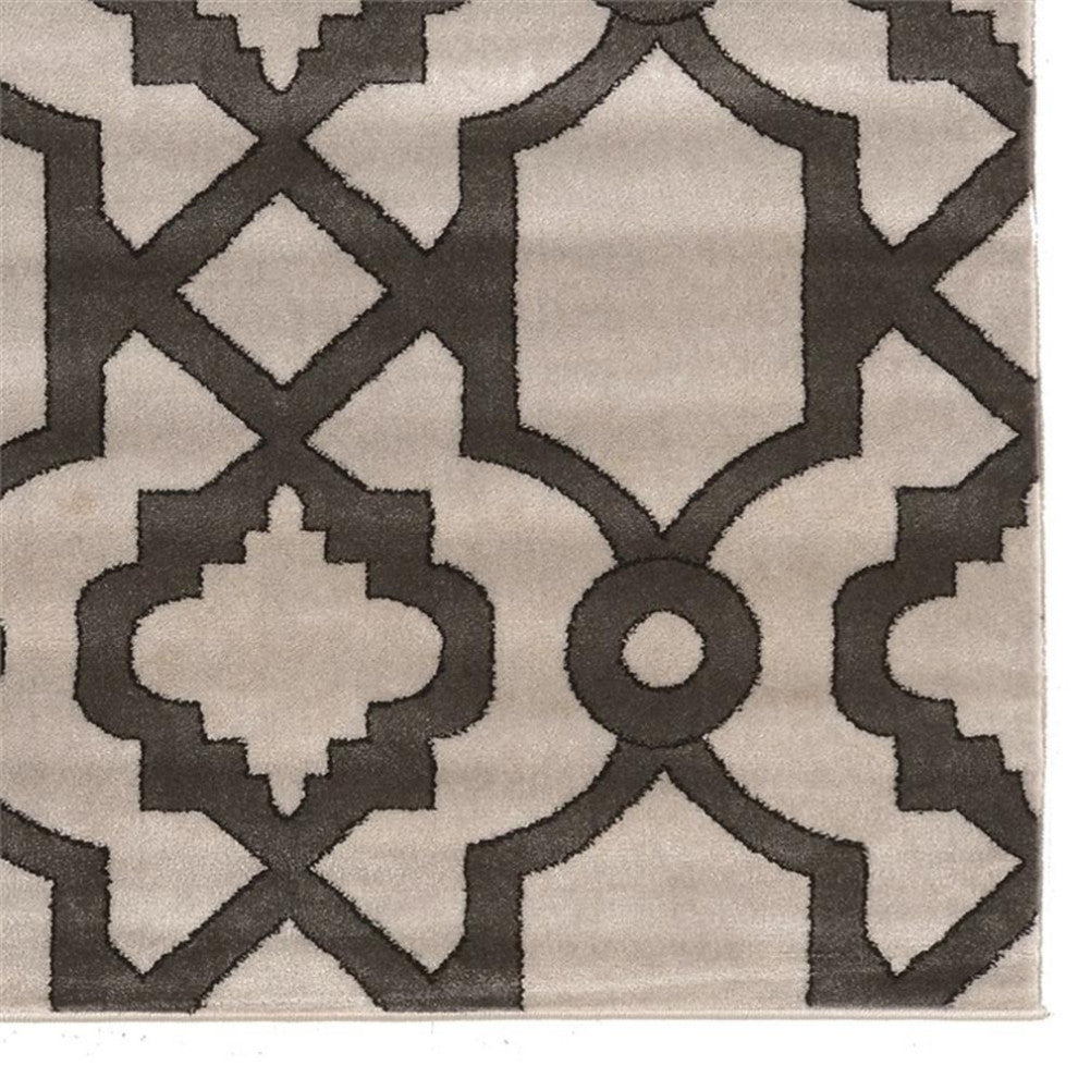 Linon Elegance Geo Power Loomed Polypropylene 8'x10' Rug in Gray