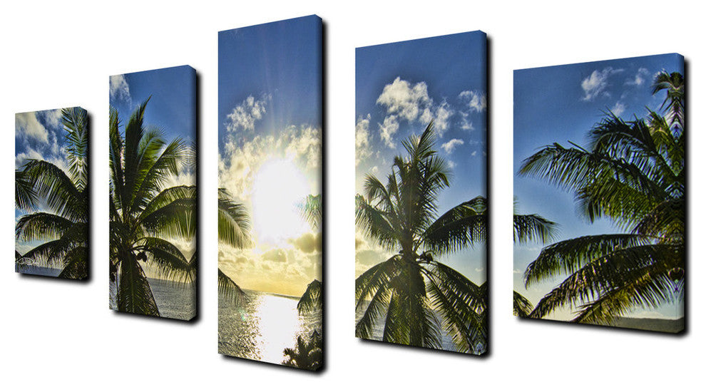 Ready2hangart Chris Doherty 'Niue Palms Sunset' 5-piece Canvas Wall Art