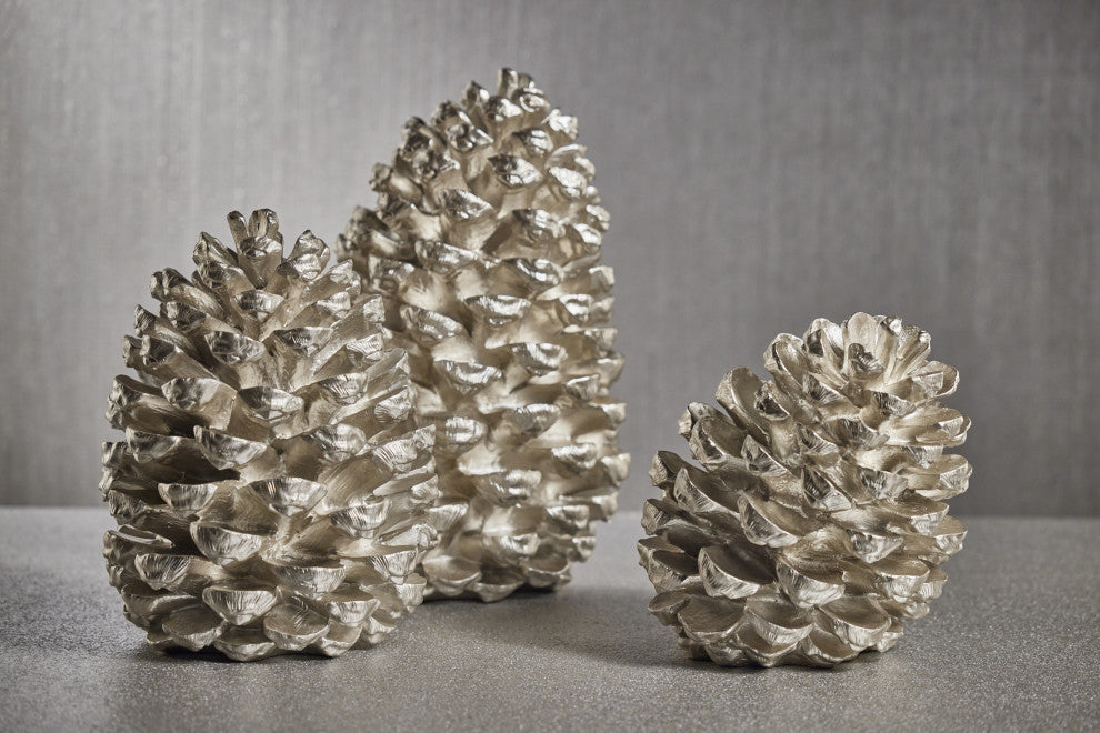 Silver Decorative Slanting Pinecone Figurine