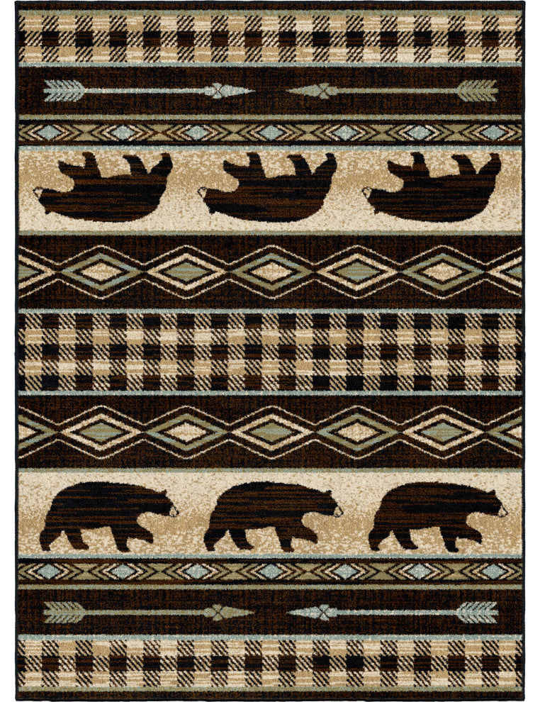 Lodge King Bear Down Lodge Area Rug, Antique, 2'3"x7'7"