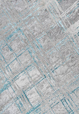 Slant Modern Abstract Area Rug, Gray/Turquoise, 4 X 6