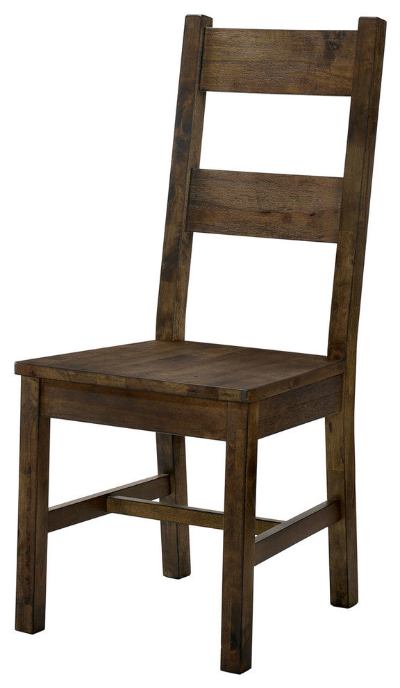 Transitional Style Solid Wood Side Chair with Block Legs, Pack of Two, Brown