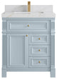 Paris 30" Single Sink Bathroom Vanity, Blue Heather 2" Calacatta Sienna