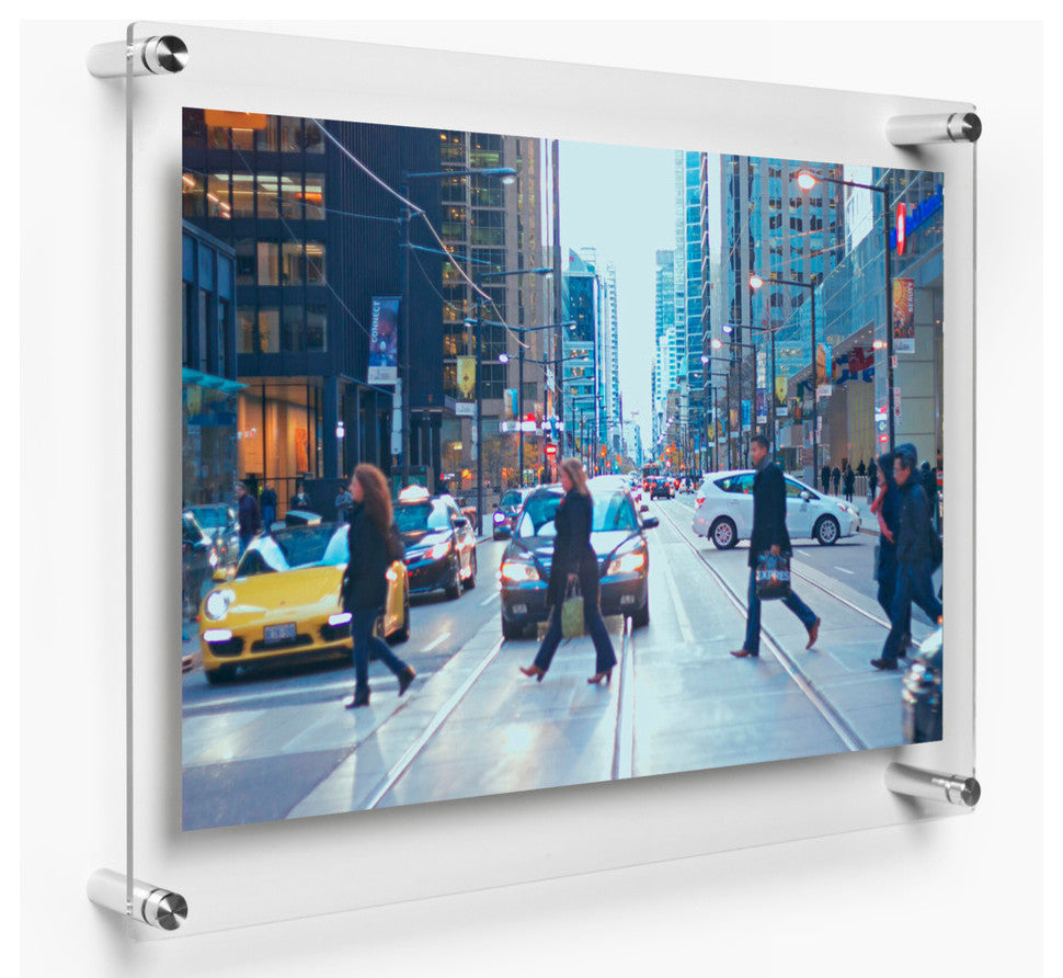 21"x27 Double Panel Acrylic Wall Frame For 18"x24" Art, Silver Hardware