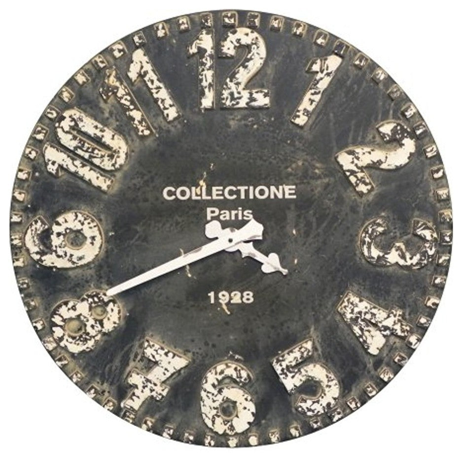 BLACK AND WHITE WOODEN WALL CLOCK