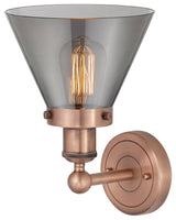 Large Cone 1-Light 7" Sconce, Antique Copper Finish, Plated Smoke Shade