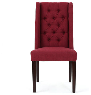 GDF Studio Blaine Tufted Wing Back Dining Chairs, Set of 2, Deep Red, Fabric