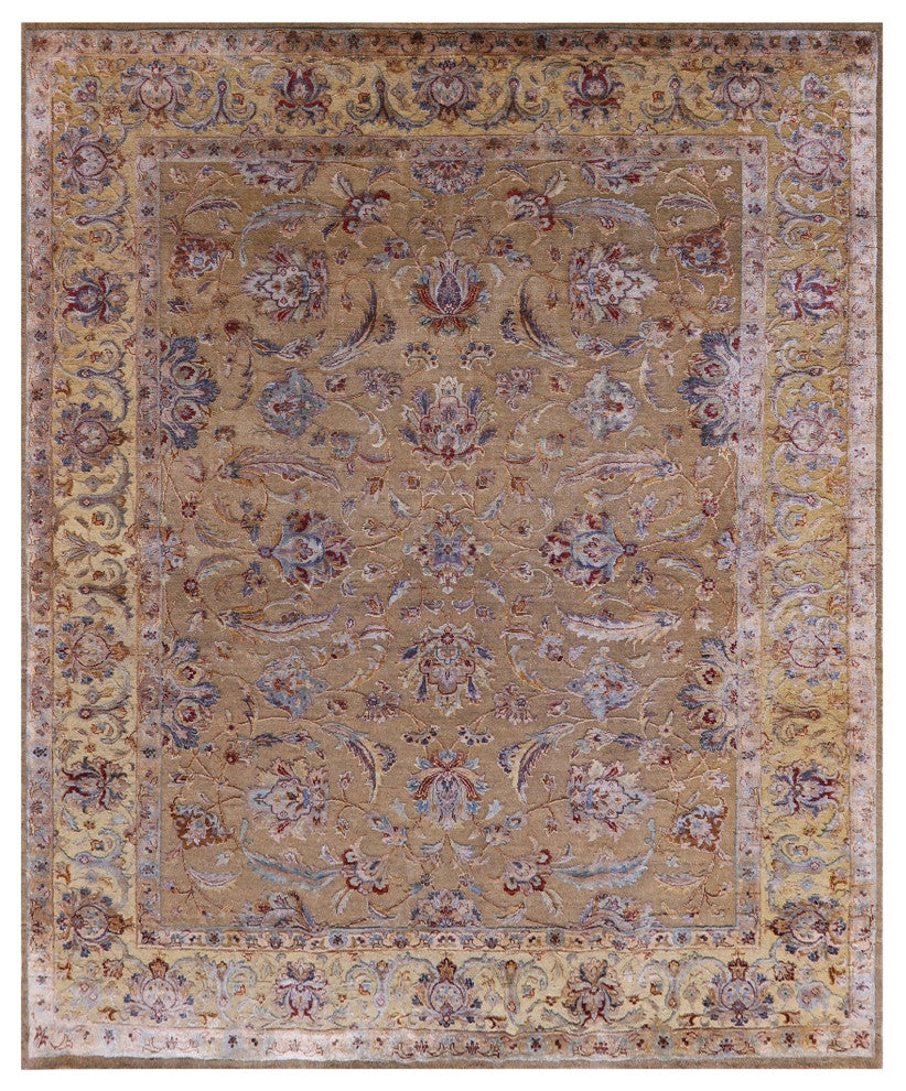 Wool and Silk Persian Hand Knotted Rug 8' 0" X 9' 9"- Q5968
