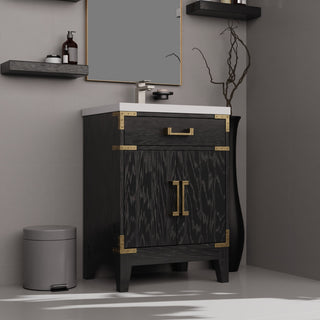 Laurel 24 in W x 18 in D Black Oak Single Bath Vanity