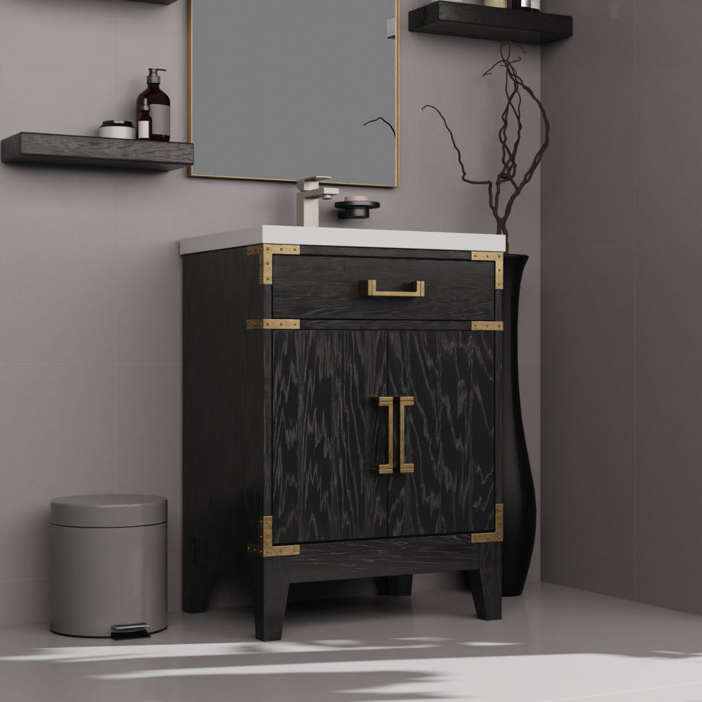 Laurel 24 in W x 18 in D Black Oak Single Bath Vanity