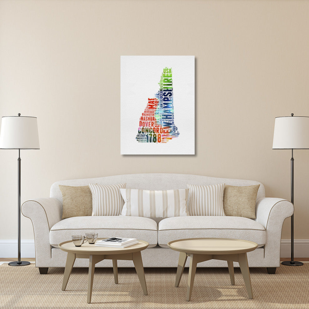 "New Hampshire Watercolor Word Cloud" Fine Art Print