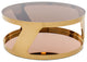 HomeRoots 15" Gold Steel and Glass Round Coffee Table