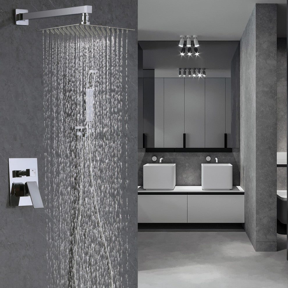 Wall Mounted Shower Faucet with Handheld Shower & Embedded Box, Brushed Nickel