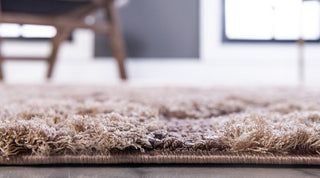 Unique Loom Light Brown Floral Shag2'x6'7 Runner Rug