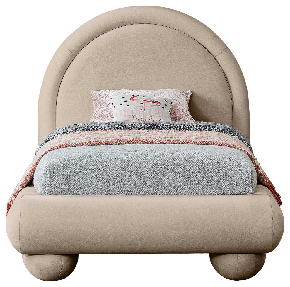 Madrid Upholstered Bed, Taupe, Twin, Velvet